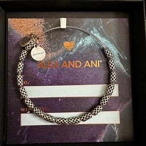 Alex and Ani Black and Silver Patterned Bracelet